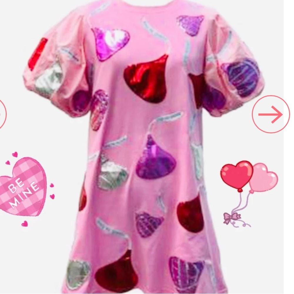 Queen Of Sparkles Kids Pink Kiss Me Queen Poof Sleeve Dress - Picture 10 of 11